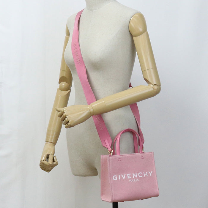 Givenchy Bb50 N0 B1 Fk Tote Bag Logo Mini G 2 Way Tote Bag Canvas Pink Women