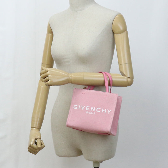 Givenchy Bb50 N0 B1 Fk Tote Bag Logo Mini G 2 Way Tote Bag Canvas Pink Women