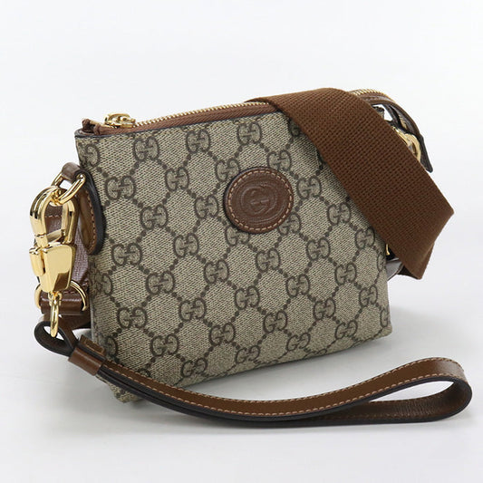 Gucci 723306 Shoulder Bag Interlocking G Clutch Bag Gg Supreme Canvas.Leather Brown Unisex