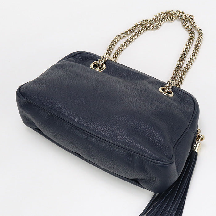 Gucci 308983 Chain Shoulder Bag Soho Leather Navy Women