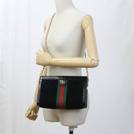 Gucci 503877 Small Shoulder Bag Ofidia Shoulder Suede/Leather Black Women