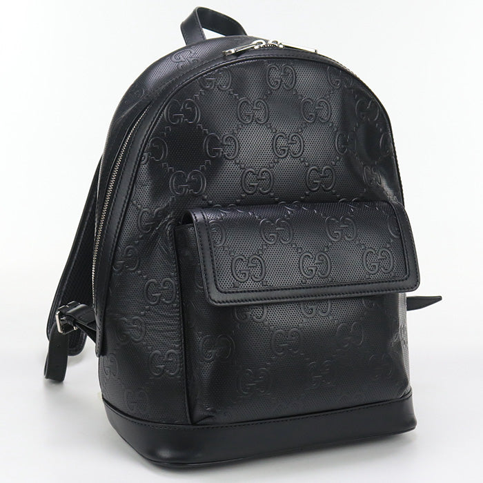 Gucci 658579 Backpack Gg Emboss Leather Black Women