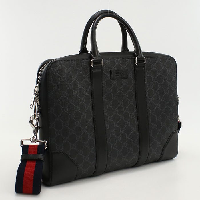 Gucci 474135 Gg Small Briefcase Gg Supreme/Leather Black Mens