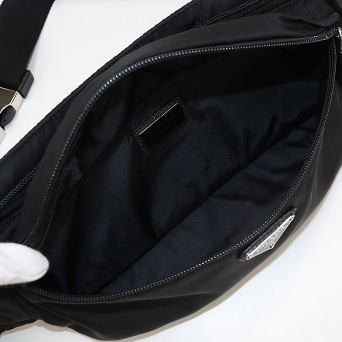 Prada 2 Vl132 Body Bag Triangular Plate Belt Bag Waist Bag Nylon Black Unisex