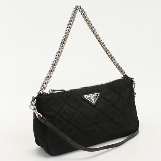 Prada 1 Bh026 Shoulder Bag Quilting 2way Chain Shoulder Bag Nylon Black Women