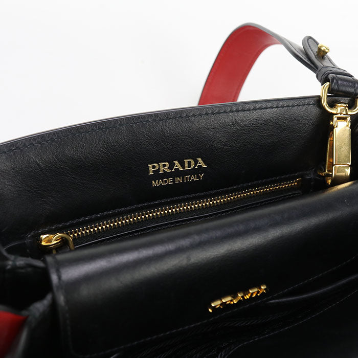 Prada 1 Bc034 Shoulder Bag Bibliotheque Semi Shoulder Bag Leather Black Women