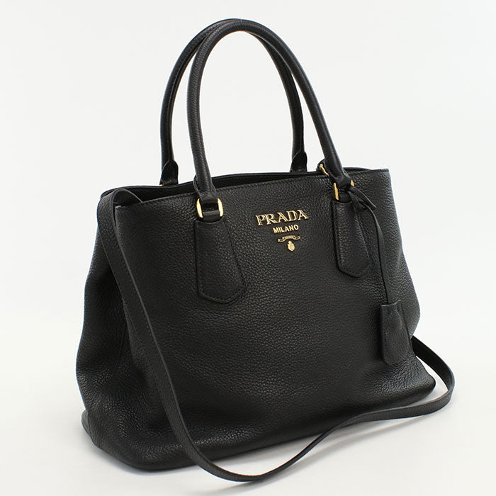 Prada 1 Ba239 2 E8 K F0002 2 Way Handbag Tote Bag Leather Black Women