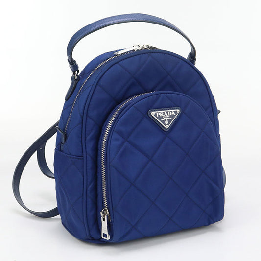 Prada 1 Bz066 Backpack Mini Daypack Nylon, Leather Blue Women