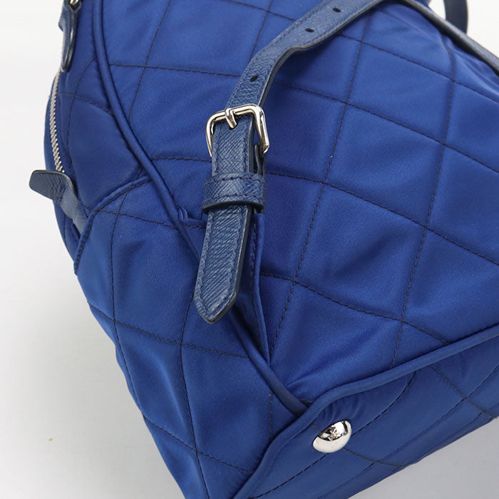 Prada 1 Bz066 Backpack Mini Daypack Nylon, Leather Blue Women