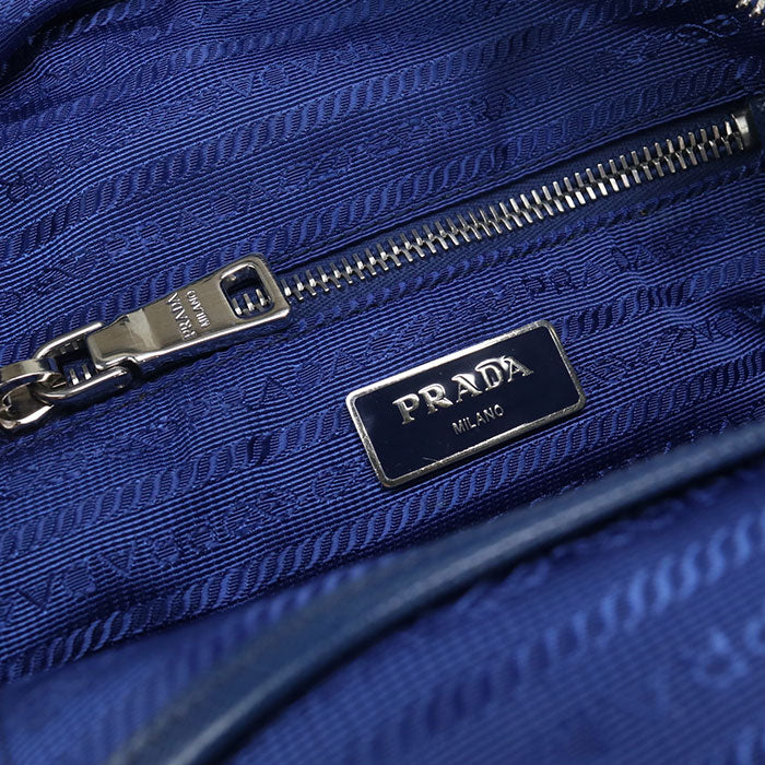 Prada 1 Bz066 Backpack Mini Daypack Nylon, Leather Blue Women