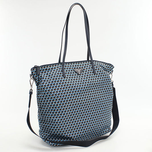 Prada 2 Way Tote Bag/ Shoulder Bag Nylon Blue Women