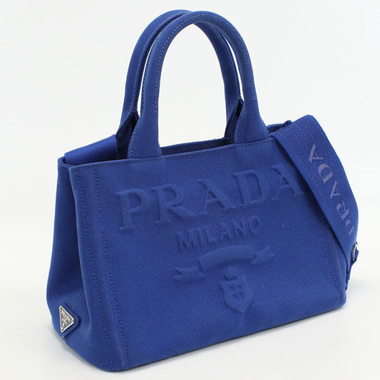 Prada 2 Way Handbag Shoulder Bag Canapa Canvas Blue Women