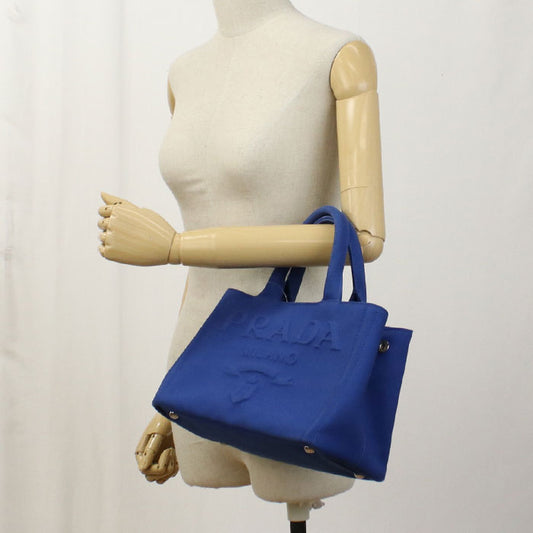 Prada 2 Way Handbag Shoulder Bag Canapa Canvas Blue Women